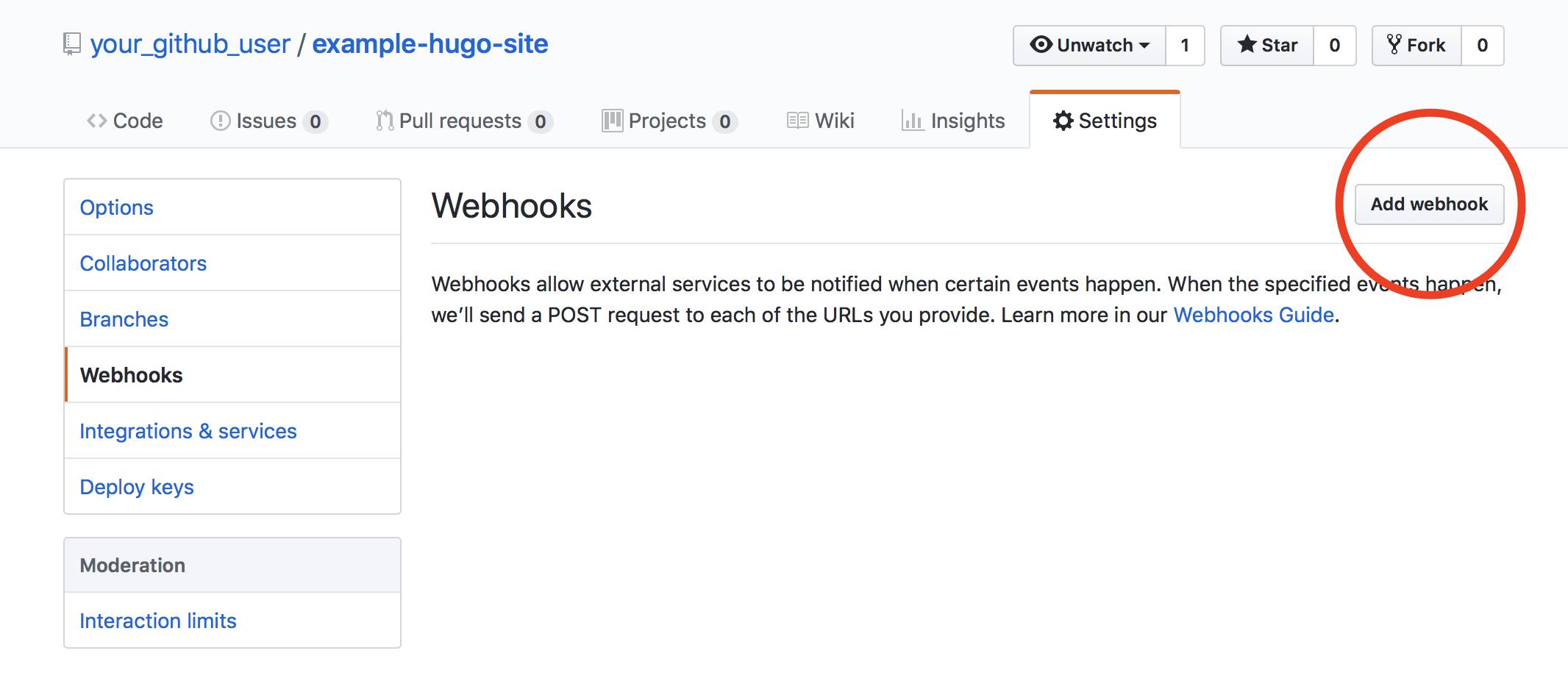 GitHub - Add Webhook Button